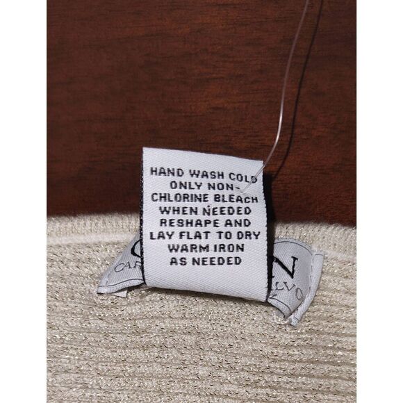 Carmen Marc Valvo Womens Ivory/Soft Gold Lurex Metallic Pullover Sweater NWT Siz - Picture 10 of 14